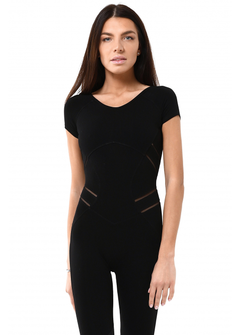 GALAXY The black jumpsuit insert with mesh and gasket in the knee area (jersey)
