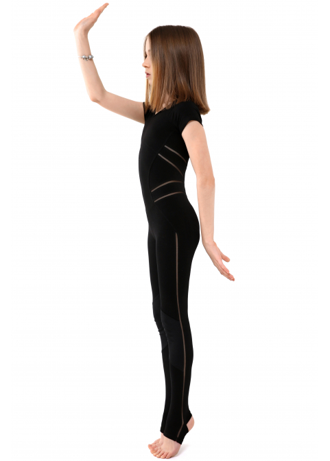 GALAXY The black jumpsuit insert with mesh and gasket in the knee area (jersey)