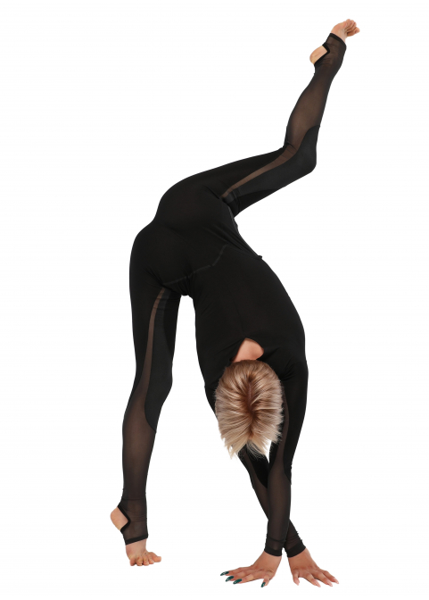 AVATAR black jumpsuit with sleeve, back with knitted fabric
