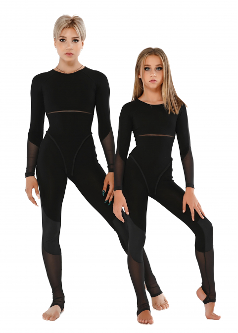AVATAR black jumpsuit with sleeve, back with knitted fabric