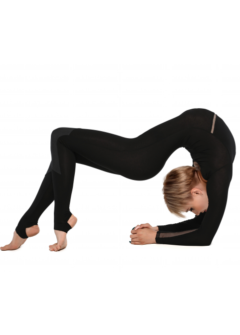 LINE black jumpsuit with sleeve, back with knitted fabric