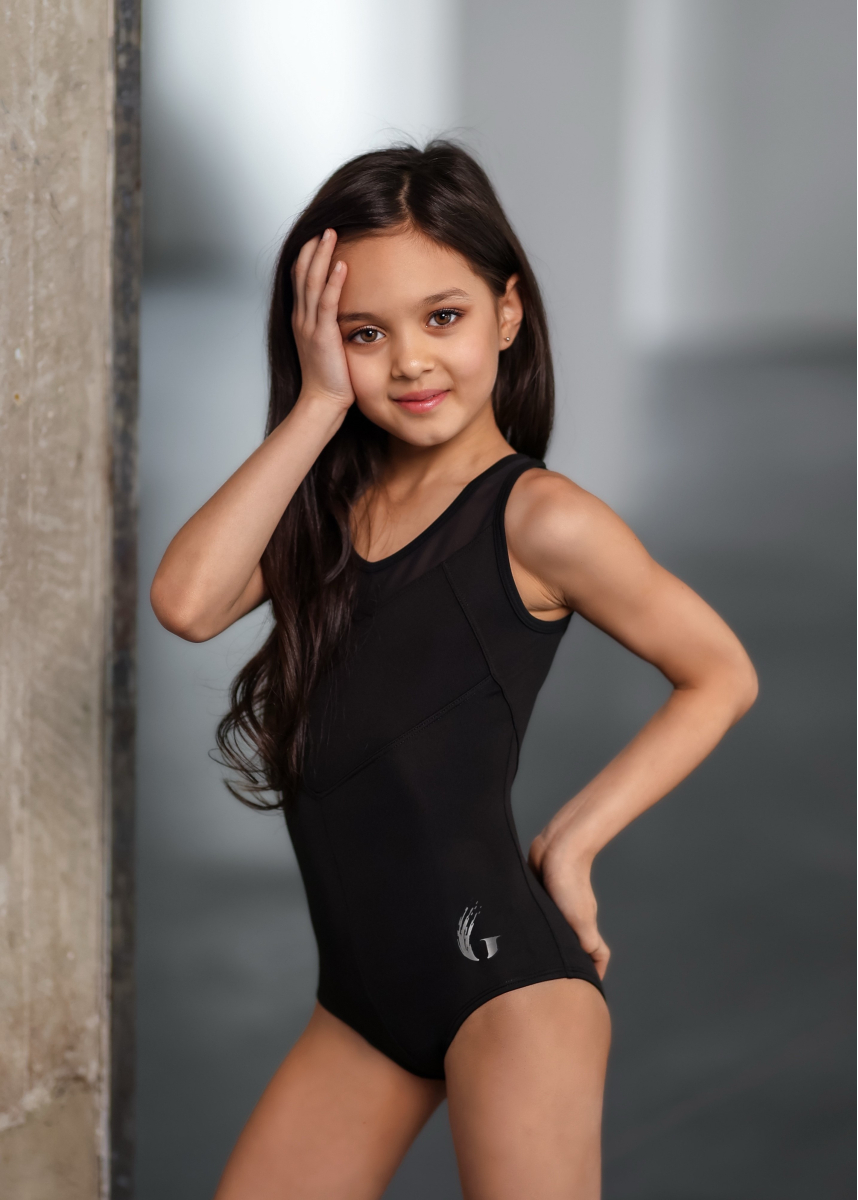 FREEDOM Black Leotard with Crossed Straps – for Gymnastics