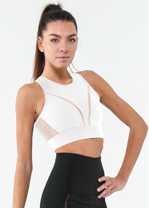 CARBON WHITE Top boxer with mesh inserts