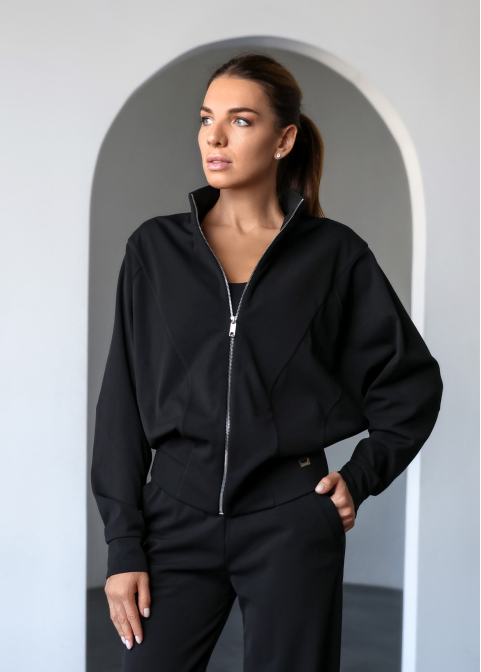 ROYAL suit with long zipper and widened trousers (black fleece)