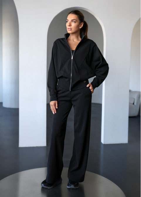 ROYAL suit with long zipper and widened trousers (black fleece)