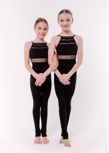 BASE black sleeveless jumpsuit, back with knitted fabric