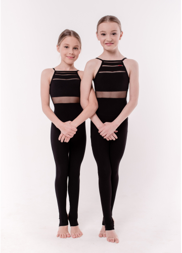 BASE black sleeveless jumpsuit, back with knitted fabric