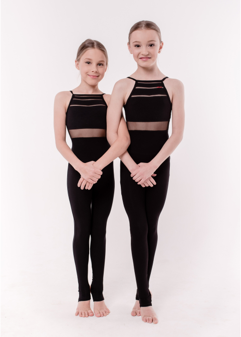 BASE black sleeveless jumpsuit, back with knitted fabric