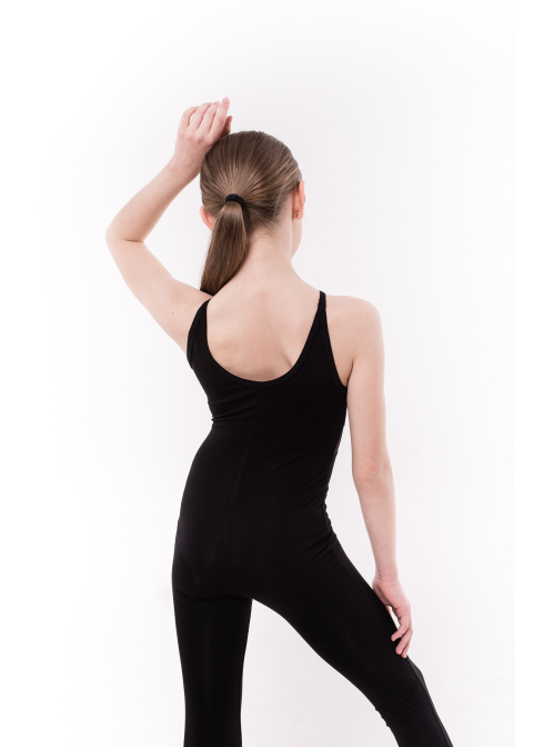 BASE black sleeveless jumpsuit, back with knitted fabric