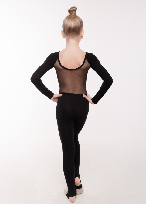BASE Black jumpsuit with sleeve, with mesh back