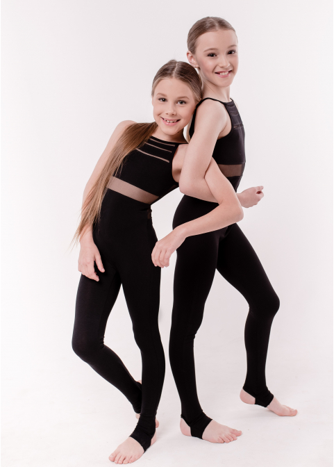 BASE black sleeveless jumpsuit, with mesh back