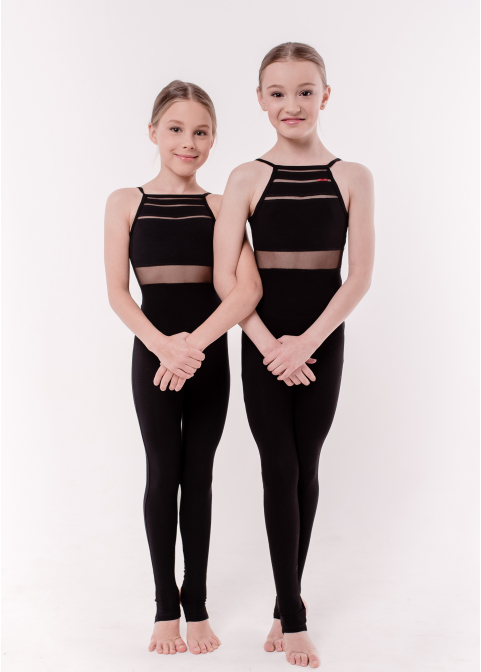BASE black sleeveless jumpsuit, with mesh back