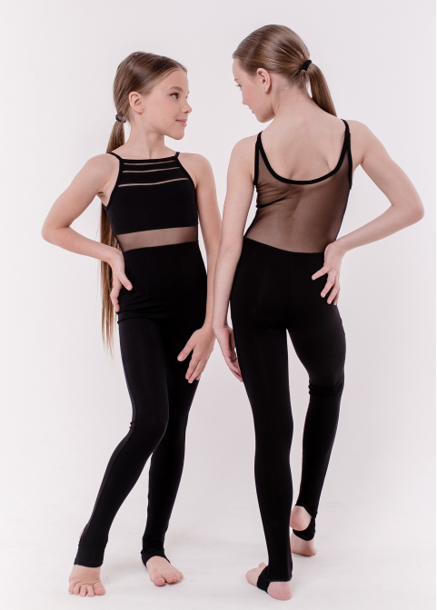 BASE black sleeveless jumpsuit, with mesh back