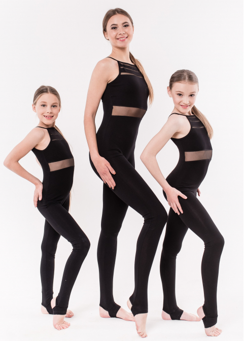 BASE black sleeveless jumpsuit, back with knitted fabric